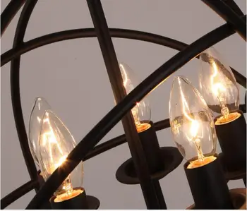 Retro LED sviečka Prívesok Svetlo obnoviť starobylé kolo lampa klietky bar lampa kovaného železa reštaurácia svetlo 110-220V Prívesok svetlo