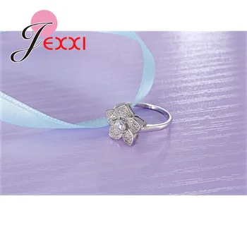 Vyhlásenie Kvetinové Šperky Kolo 100 % Čistého Striebra Crystal Kameň Prstene Pre Ženy Jednoduché Zapojenie Anel Dary