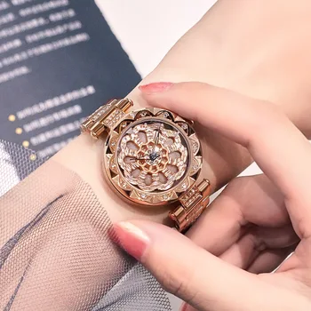 New Horúce Predaj Sledovať Módne dámske Luxusné Oceľové Pásmo Quartz Analógové Náramkové hodinky Dámske Hodinky Ženy Šaty Reloj Mujer Rose Hodiny