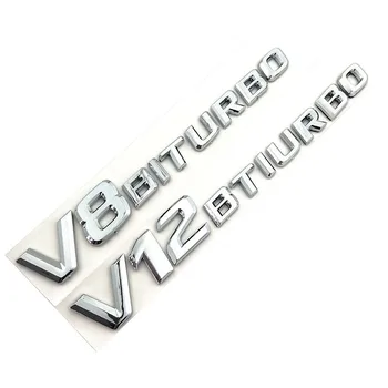3D AMG Auto Nálepky V12 V8 BITURBO Logo, Znak, Odznak Zadnej Strane Vozidla-styling Nálepka pre Benz AMG BMW VW Mazda Chevrolet Škoda