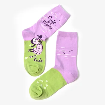 Šťastný ponožky ľudovom štýle farebné ilustrácie ženy ponožky bavlna žakárové vysokej kvality bežné zábava novosti návrhu umenie ponožky sokken