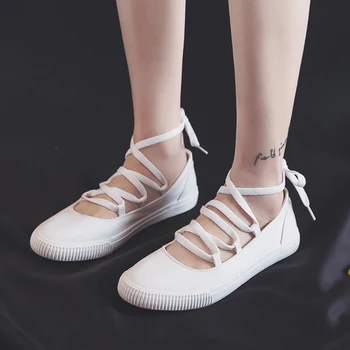 Biele ženy bežné plátno topánky jedinečný dizajnér dámy školy roztomilý moccasins módny trend vulkanizovanej kórejský nových bytov pre ženy