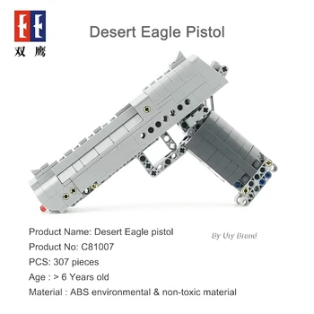Mestská Polícia Pištole Technic Zbraň Desert Eagle Môže Oheň Guľky 3D Model Budovy Blokov Auta Zbraň Mini Tehly Diamond Hračka pre Dieťa