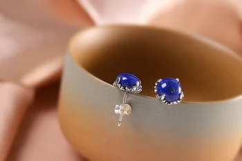 S925 strieborné šperky, dámske lapis lazuli náušnice nové