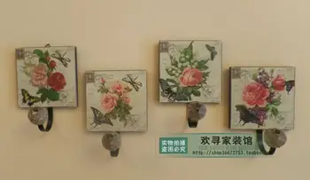 4 poštovné Vznik jednotného 14 yuan retro urobiť, staré drevo maľované Drobné dekoratívne loptu hák hák