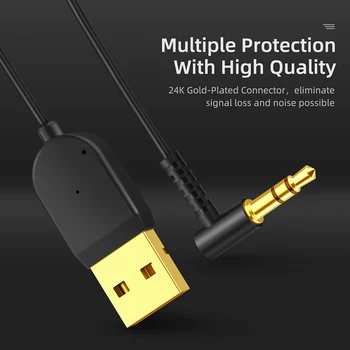 3,5 MM Jack, USB, Bluetooth, Aux Adaptér Bluetooth V5.0 Prijímač Audio Vysielač Dongle Kábel pre Auto Reproduktor, Slúchadlá Hlasnejšie