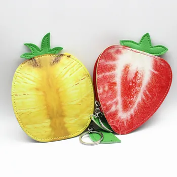 M319 Obrazu Dizajnu Ženy Peňaženky Cartoon Ovocie Rodiny Jablká dyne červené Jahody, Banány Mince Taška Krúžok Mini Látkové Taška