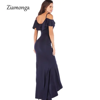 Ziamonga Maxi Party Šaty, Sexy Ženy Bez Ramienok Žena Halo Volánikmi Zábal Vysoká Rozdeliť Dlhé Šaty Na Leto, Elegantné Šaty Vestidos