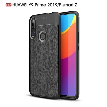 Pre Huawei P Smart Prípade Z Luxusné Litchi Strie Mäkké Silikónové Krytie Shockproof Prípade Huawei Y9 Prime 2019 Celé Telefónne Prípadoch