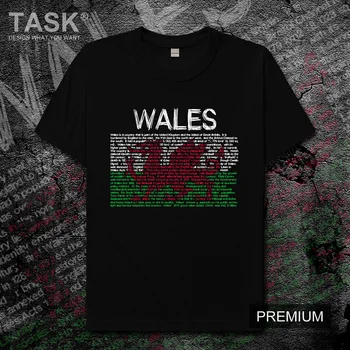 Wales Cymru Waleský WLS UK národný tím mens t tričko Krátky Rukáv Fashion športové oblečenie nové letné bavlna Vytlačené t-shirt tide