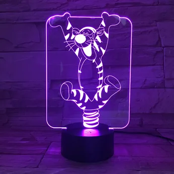 Karikatúra Roztomilý Tiger 3D LED Nočné Svetlo Akryl 7 Farieb Zmena USB 3D stolná Lampa Touch Ovládania Dieťa Spí Lampa Drop Shipping