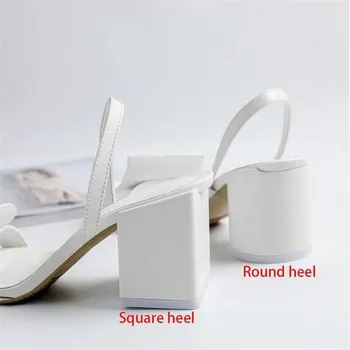 Nový štýl robustný kolo vysoké podpätky sandále ženy biela slingbacks sklzu na ženské topánky sexy otvorené prst letné sandále mujer