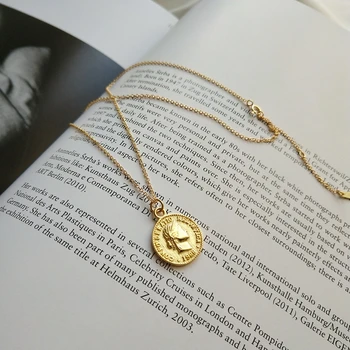 Besimpol Reálne 925 Sterling Silver Dollar Mince Náhrdelník Kolo Zlatý Prívesok Náhrdelník Pre Ženy Strany Žien Luxusne Jemné Šperky