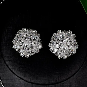 8 Nové Módne AAA Cubic Zirconia Kvet Tvar Jewely Sady pre Svadobné Svadobné Brilantné Bijoux pre Ženy S114