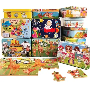 Nová 60 Ks Drevené Puzzle Deti Hračka Cartoon Zvierat Drevené Skladačky Puzzle Dieťa Začiatku Vzdelávacieho Hračky pre deti, darčeky