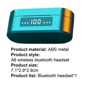 A6 Bluetooth 5.0 Slúchadlá 300mAh Plnenie Box Bezdrôtové Slúchadlá HIFI Stereo Športové Slúchadlá Slúchadlá