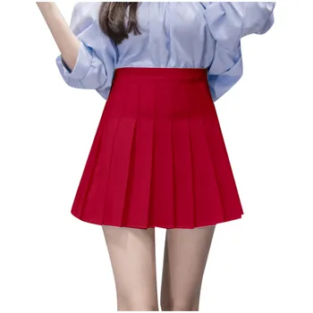 Móda Ženy Vysoký Pás Sukne Bezpečnosti Nohavice Lady Skladaný Bežné Pevné A-Line Tlačidlo Slim Fit Krátky Mini Sukne faldas mujer moda