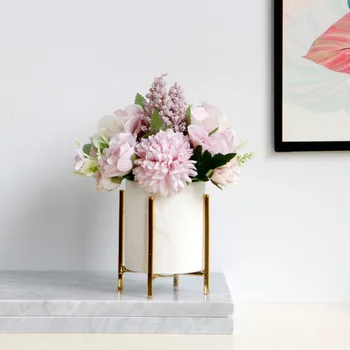 VILEAD Železa Keramické Hydroponické Váza Figúrky Nordic kvetináče zlatenie Ornament Sweet Home Ploche Dekorácie